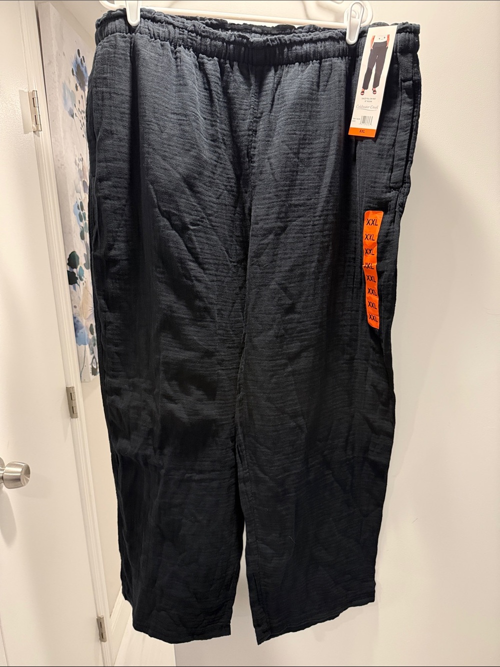 Coldwater Creek Black Wide-Leg Textured Pull-On Pants